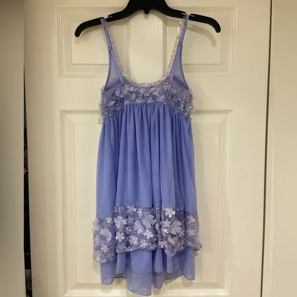New 2 pc Free People Lavender Chemise Floral Appliqué Dress with Panties